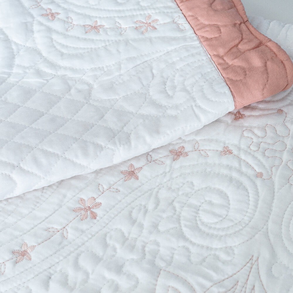 Kit Colcha Cobre Leito Queen Microfibra Dupla face com Porta-travesseiros Arabesque Rose