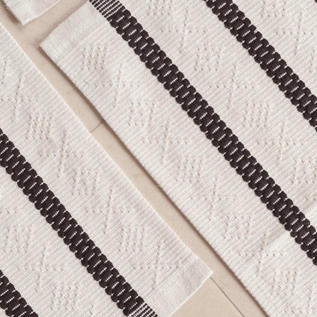 Jogo de Tapete Passadeira 3 Peças Algodão Veneza Cru e Marrom