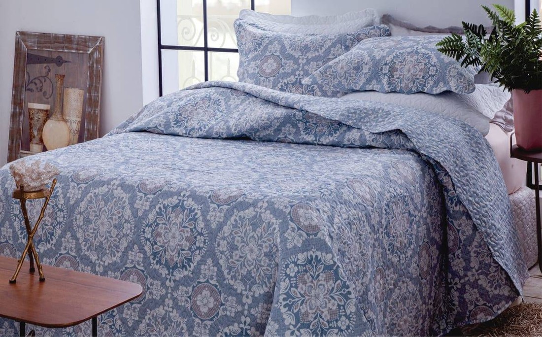 Kit 1 Cobre-leito Casal Bouti Microfibra Ultrasonic Estampada 2,20 x 2,40 m + 2 Porta-travesseiros - Duda