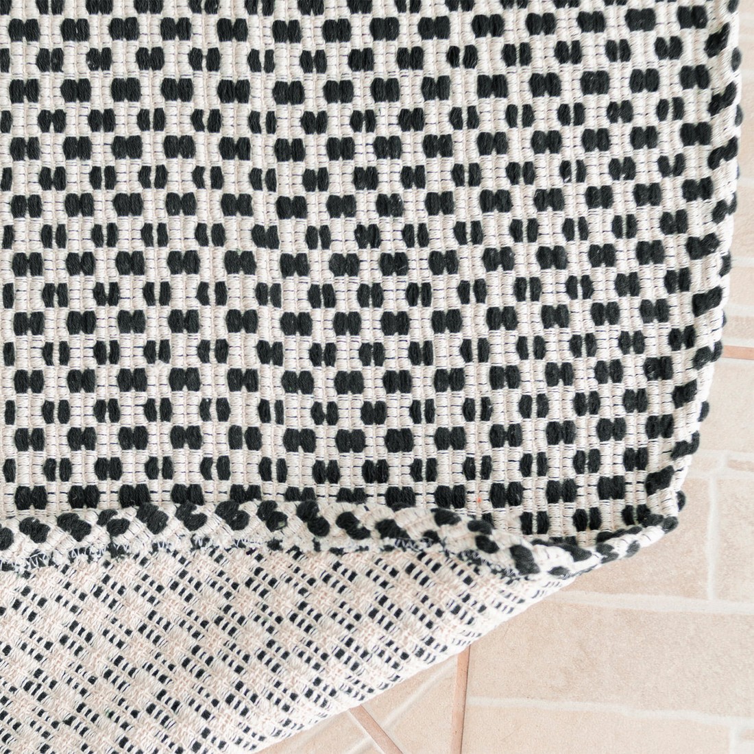 Tapete Redondo para Sala 2,00m de Algodão Contemporâneo Pilão Preto