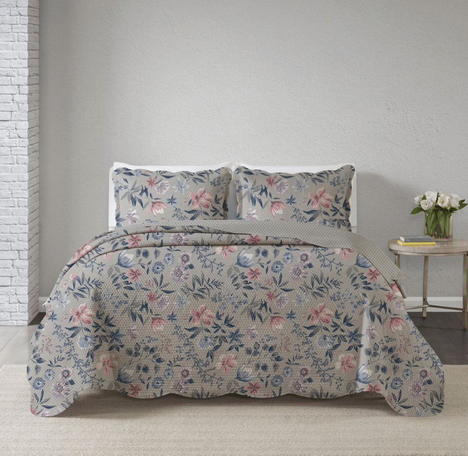 Kit Cama Posta Microfibra Estampada Violet Queen 9 peças Kit Cama Posta Microfibra Estampada Violet Queen 9 peças