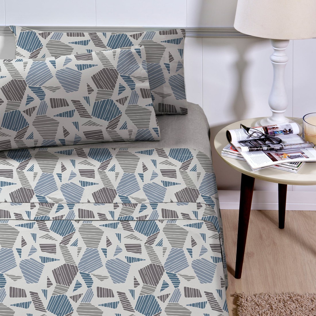 Jogo de Lençol Cama Casal 4 Peças Percal 180 Fios Estampado Osdor