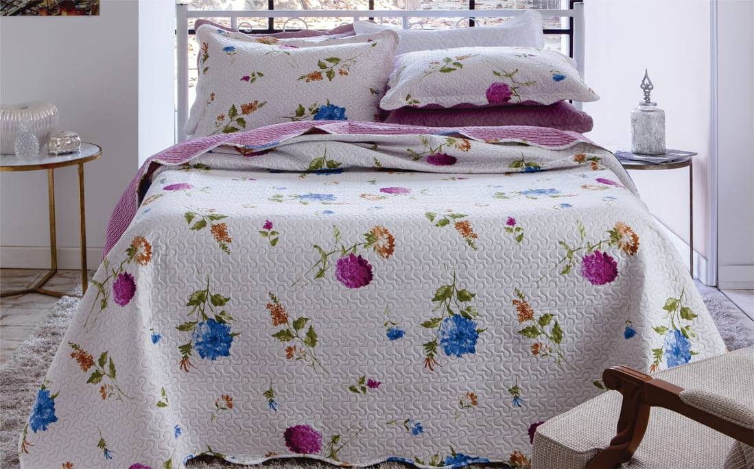 Kit  Cobre-leito King Bouti Microfibra Ultrasonic Estampada 2,60 x 2,80 m + 2 Porta-travesseiros - Anna