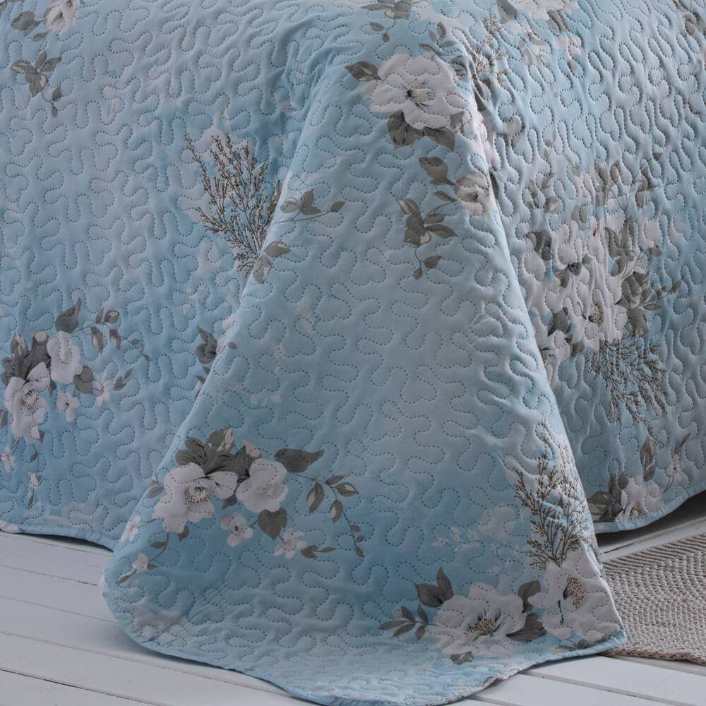 Kit  Cobre-leito Casal Bouti Microfibra Ultrasonic Estampada 2,20 x 2,40 m + 2 Porta-travesseiros - Marie