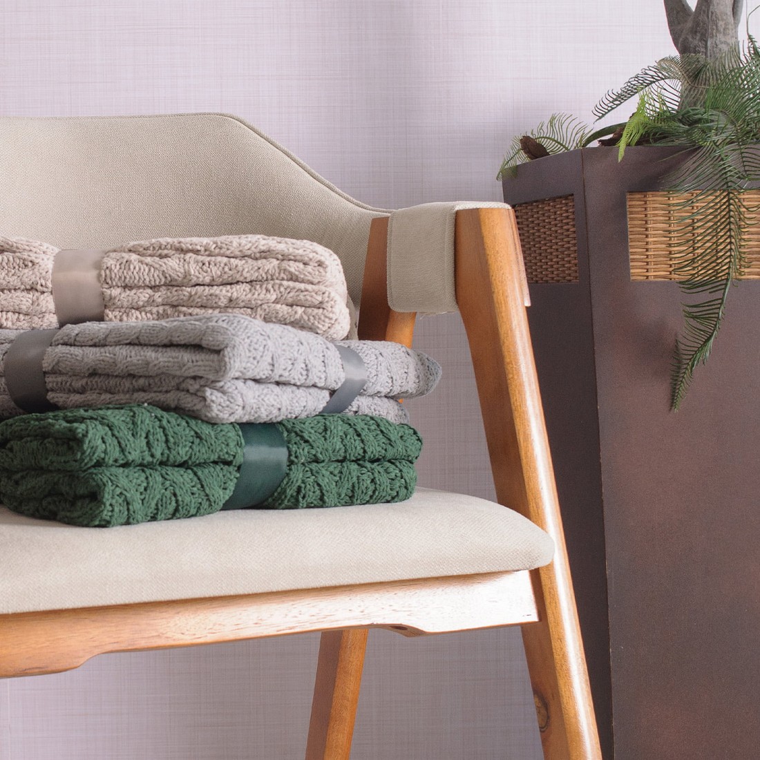 Manta Decorativa Tricot 127x152cm Loren Cinza