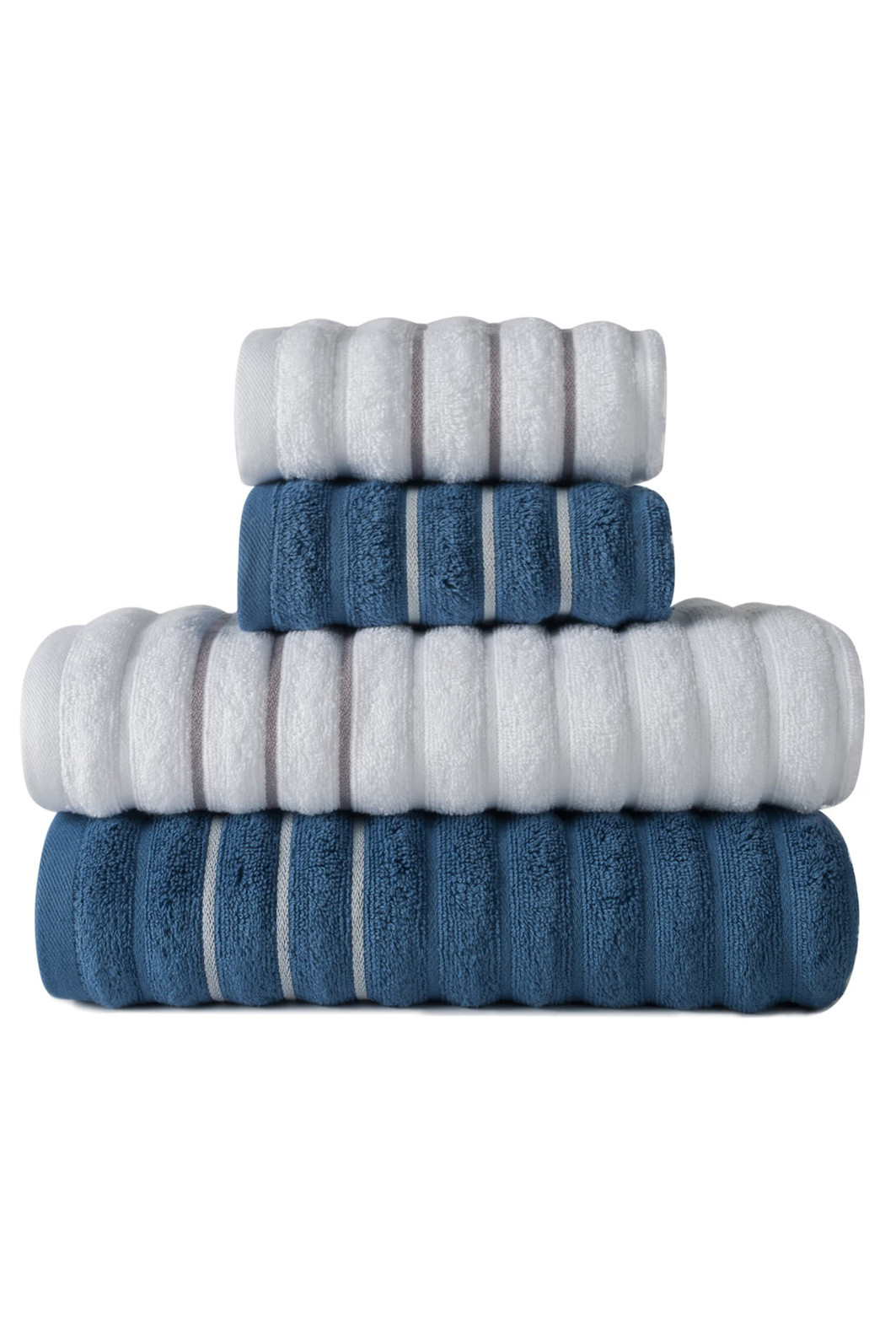 Jogo de Toalha 4 Peças Wave - Azul e Branco Jogo Banho Jogo de Toalha 4 Peças Wave - Azul e Branco Jogo Banho