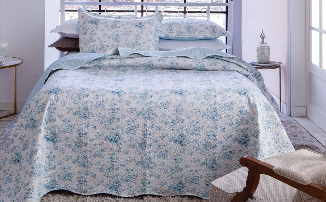 Kit  Cobre-leito Queen Bouti Microfibra Ultrasonic Estampada 2,40 x 2,60 m + 2 Porta-travesseiros - Mery