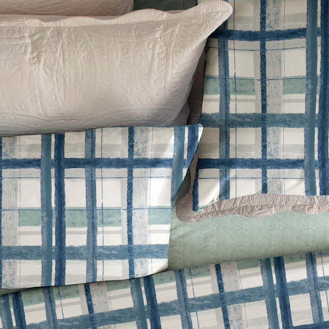 Jogo de Lençol Cama Casal 4 Peças Percal 180 Fios Estampado Haldor