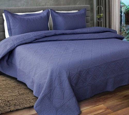 Kit 1 Colcha Casal Provence Microfibra Matelacê Ultrasonic + 2 Porta-Travesseiros 2,20 x 2,40 m - Granite