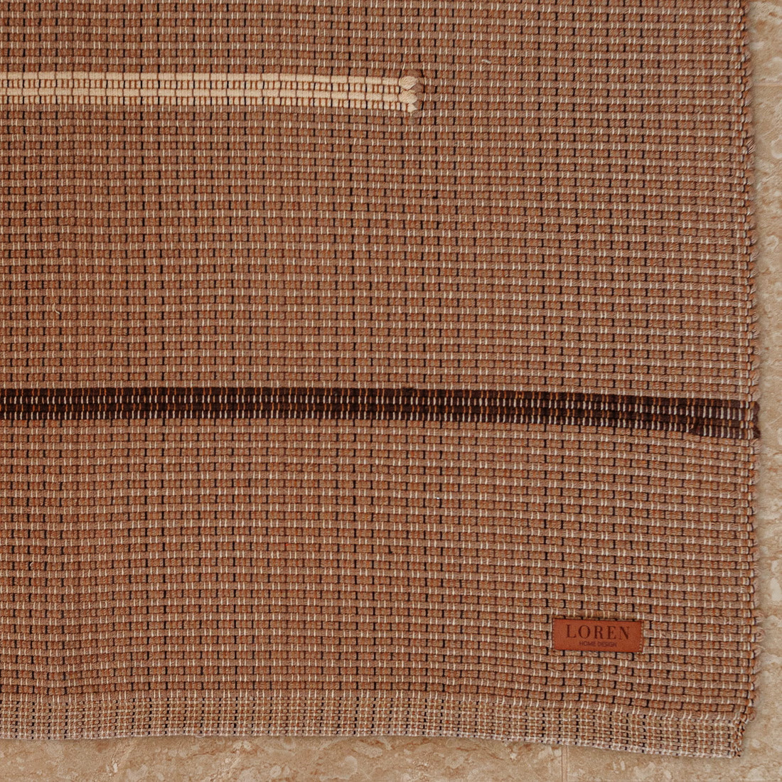 Tapete Passadeira Artesanal de Algodão Trama Basic Listras Cafe com Leite 80x150 Tapete Passadeira Artesanal de Algodão Trama Basic Listras Cafe com Leite 80x150