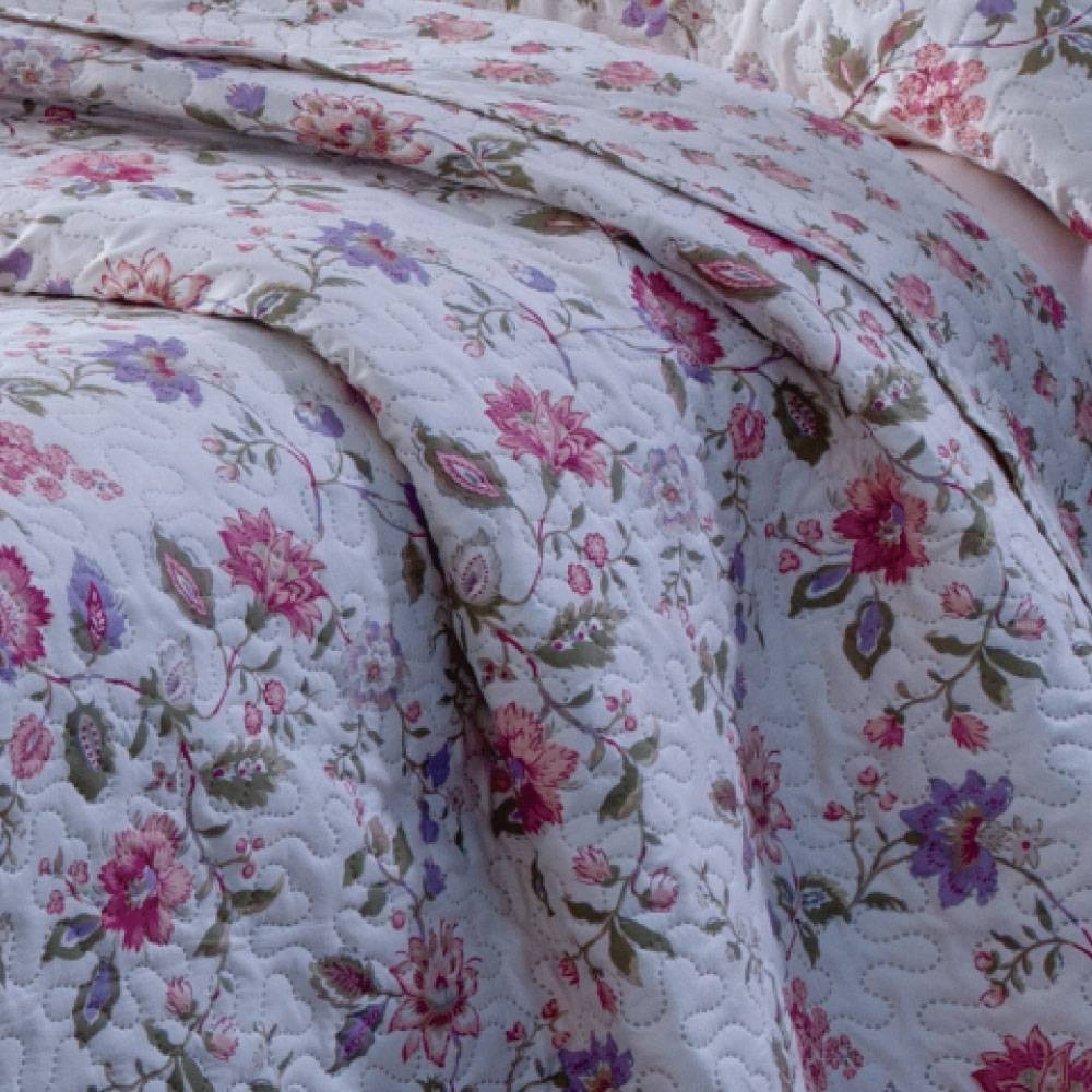 Kit 1 Cobre-leito King Bouti Microfibra Ultrasonic Estampada 2,60 x 2,80 m + 2 Porta-travesseiros - Tuka Kit 1 Cobre-leito King Bouti Microfibra Ultrasonic Estampada 2,60 x 2,80 m + 2 Porta-travesseiros - Tuka