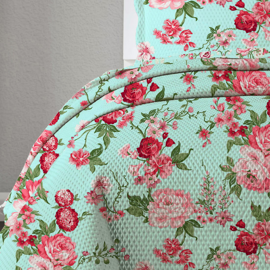 Kit Cobre Leito Colcha Queen 3 Peças Bouti Microfibra Estampada - Eloise Kit Cobre Leito Colcha Queen 3 Peças Bouti Microfibra Estampada - Eloise