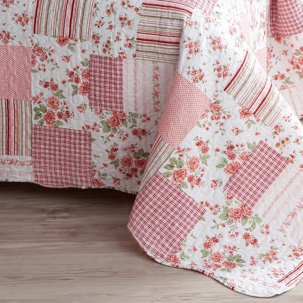 Kit 3 Peças  Cobre leito Queen Bouti Microfibra Ultrasonic e 2 Porta-travesseiros - Thira Kit 3 Peças  Cobre leito Queen Bouti Microfibra Ultrasonic e 2 Porta-travesseiros - Thira