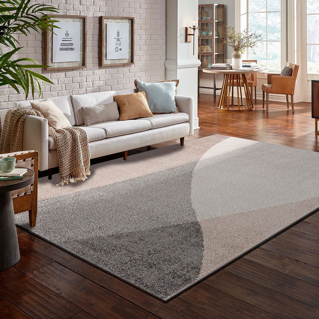 Tapete para Sala Grande Essenciais Organico Cinza e Nude 200x250 Tapete para Sala Grande Essenciais Organico Cinza e Nude 200x250