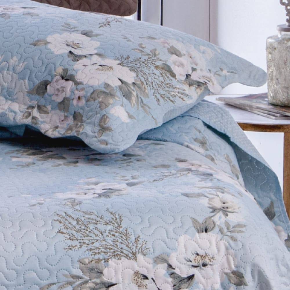 Kit  Cobre-leito Queen Bouti Microfibra Ultrasonic Estampada 2,40 x 2,60 m + 2 Porta-travesseiros - Isabel