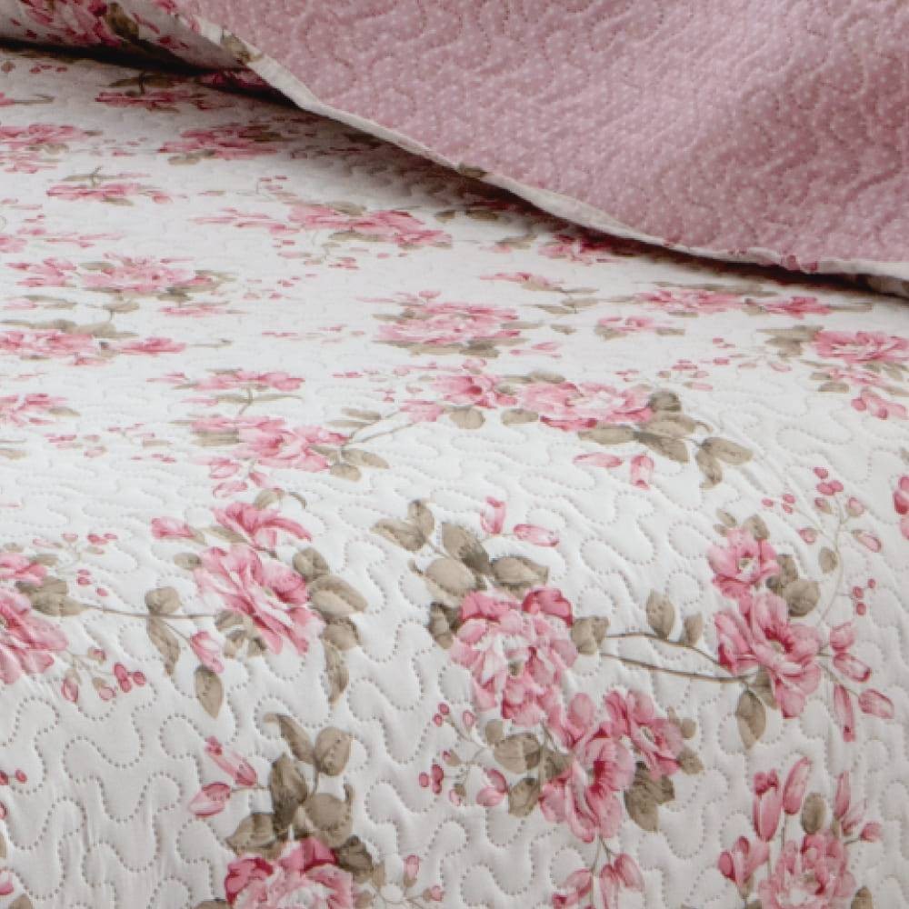 Kit  Cobre-leito King Bouti Microfibra Ultrasonic Estampada 2,60 x 2,80 m + 2 Porta-travesseiros - Lili