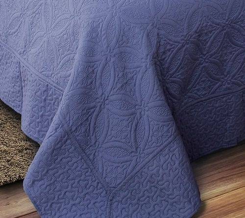 Kit 1 Colcha Casal Provence Microfibra Matelacê Ultrasonic + 2 Porta-Travesseiros 2,20 x 2,40 m - Granite