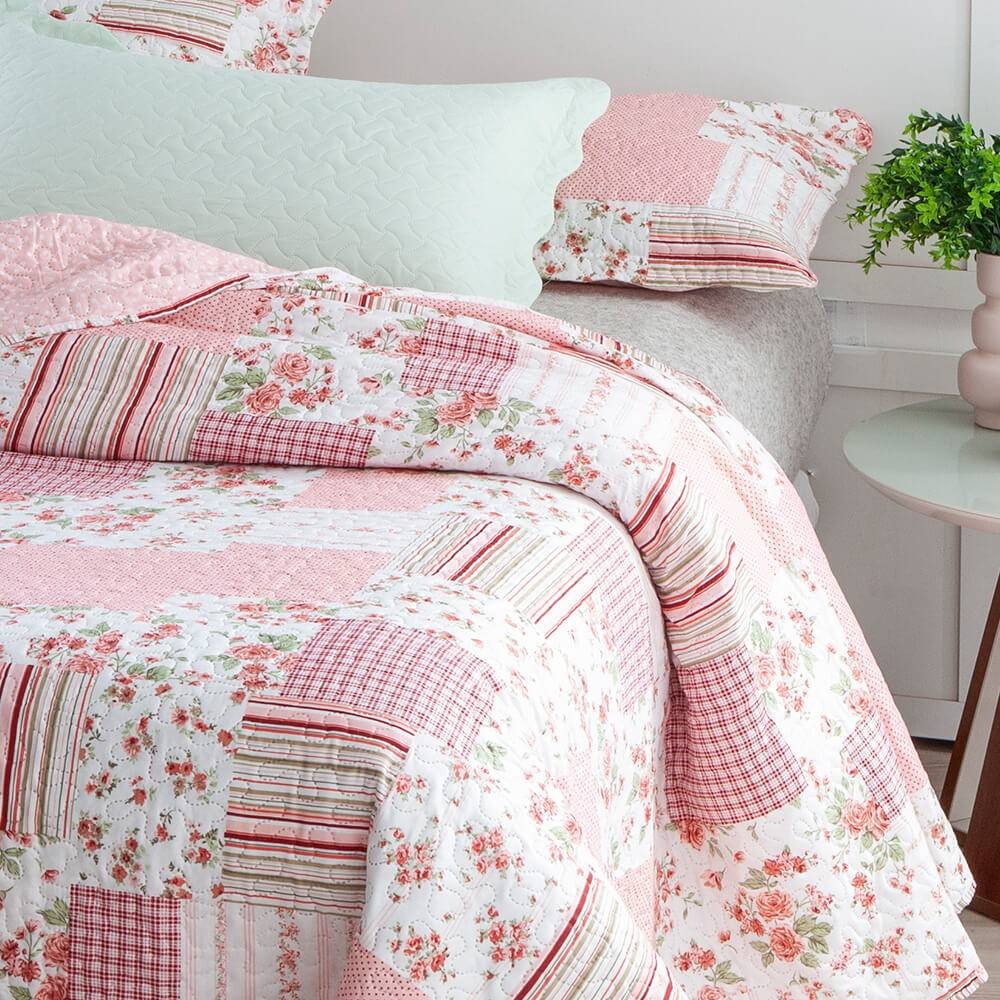 Kit 3 Peças  Cobre leito Queen Bouti Microfibra Ultrasonic e 2 Porta-travesseiros - Thira Kit 3 Peças  Cobre leito Queen Bouti Microfibra Ultrasonic e 2 Porta-travesseiros - Thira