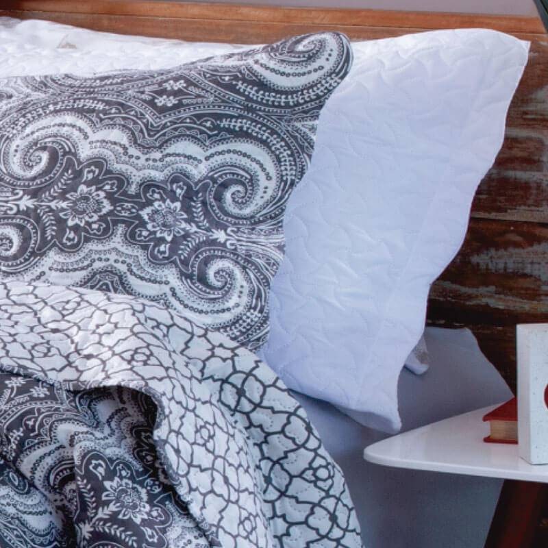 Kit 1 Cobre-leito King Bouti Microfibra Ultrasonic Estampada 2,60 x 2,80 m + 2 Porta-travesseiros - Liane