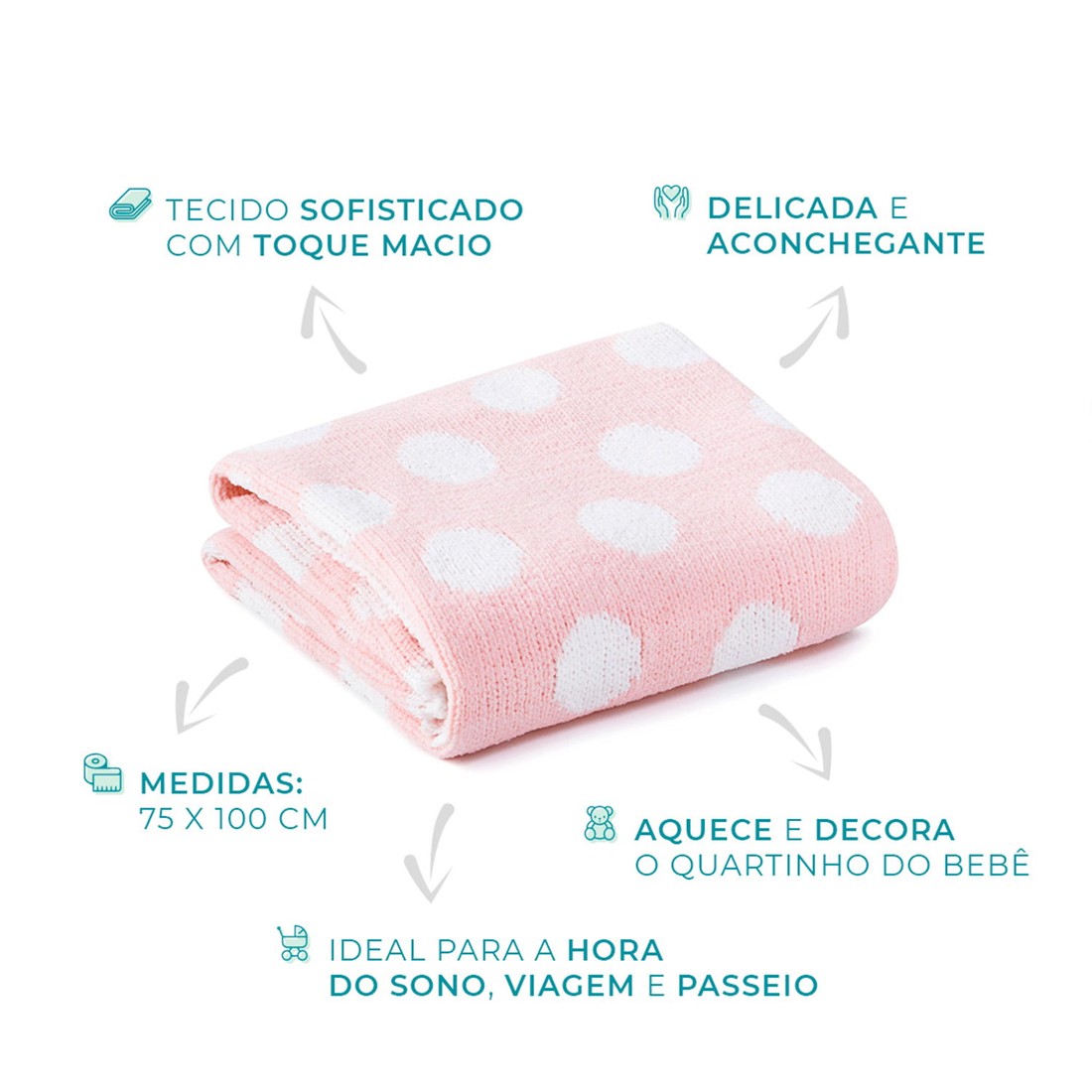 Manta Trico Bebe 75x100cm Loren - Rosa