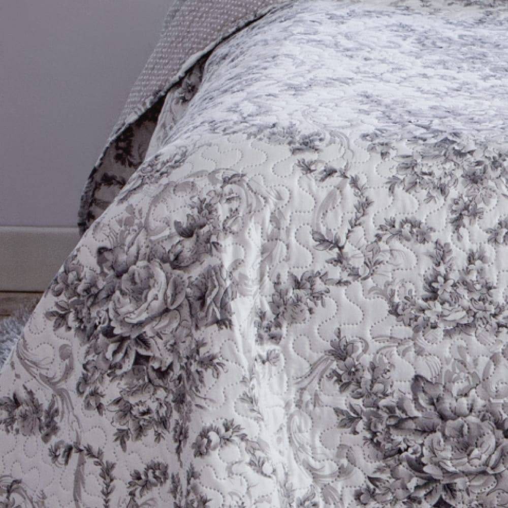 Kit  Cobre-leito Queen Bouti Microfibra Ultrasonic Estampada 2,40 x 2,60 m + 2 Porta-travesseiros - Elizabeth