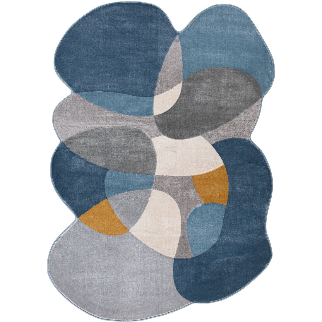 Tapete Organico Sala e Quarto Unique Azul e Mostarda 140x200 Tapete Organico Sala e Quarto Unique Azul e Mostarda 140x200