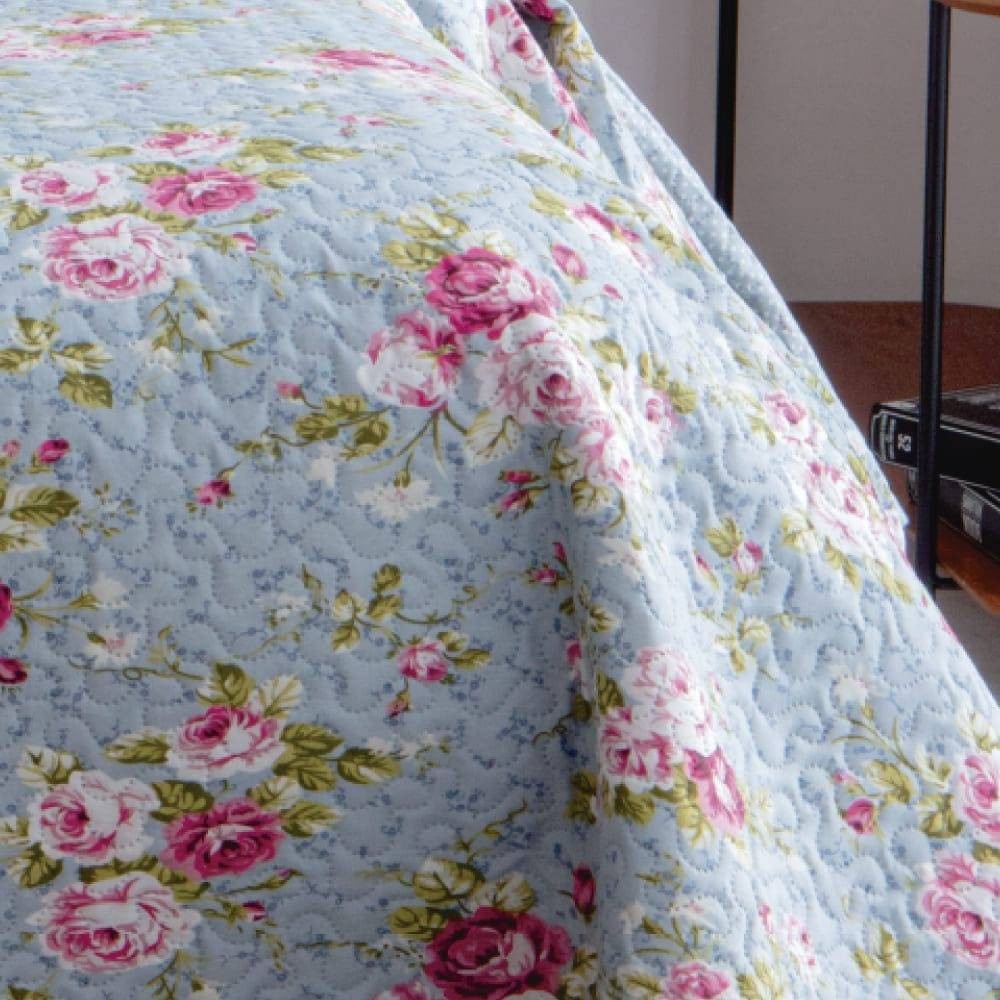 Kit  Cobre-leito Casal Bouti Microfibra Ultrasonic Estampada 2,20 x 2,40 m + 2 Porta-travesseiros - Emma