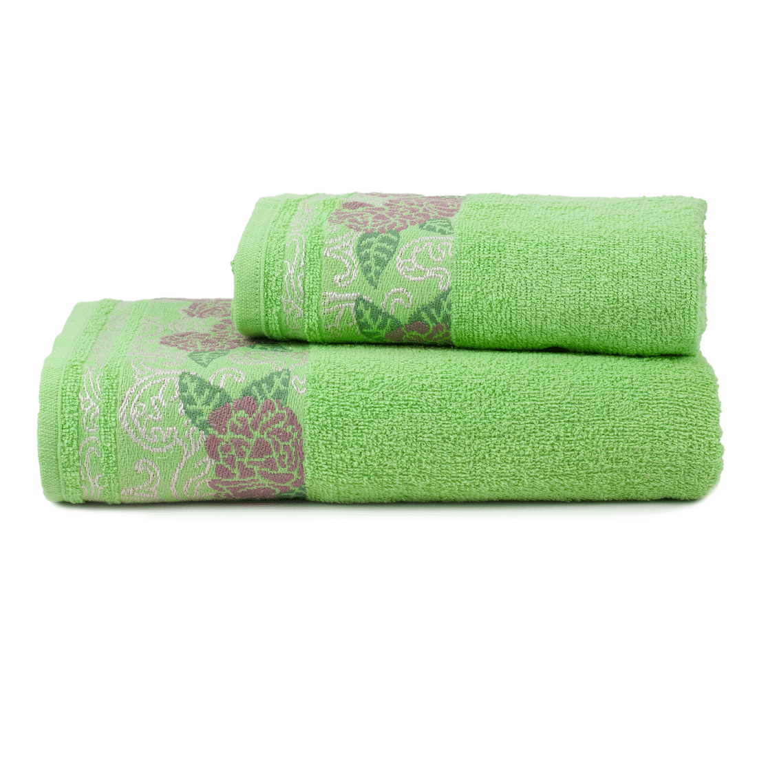Toalhas de Banho Jacquard Flores Jogo com 2 Peças Verde - Atlântica Toalhas de Banho Jacquard Flores Jogo com 2 Peças Verde - Atlântica