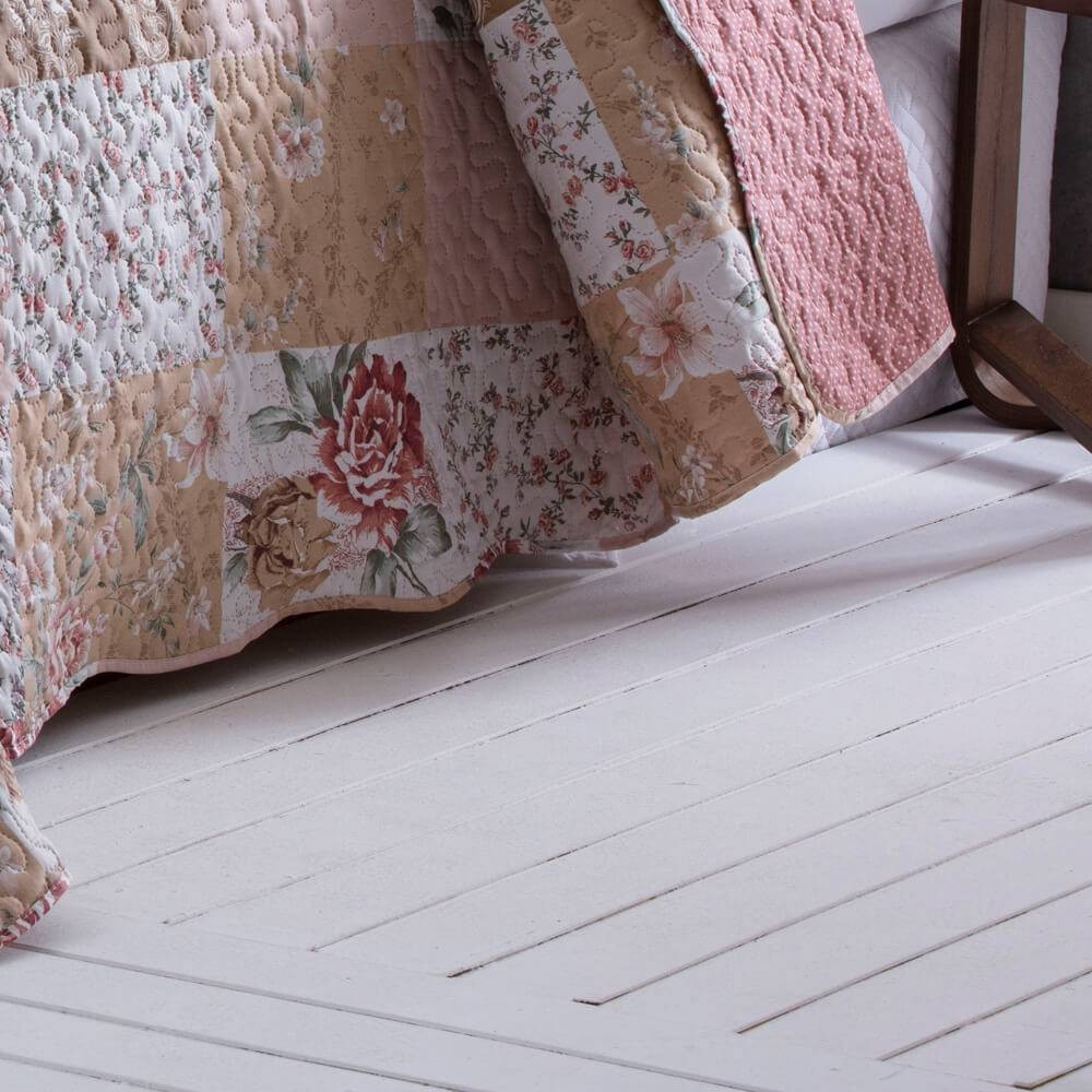 Kit  Cobre leito King Bouti Microfibra Ultrasonic Estampada 2,60 x 2,80 m + 2 Porta-travesseiros - Teresa