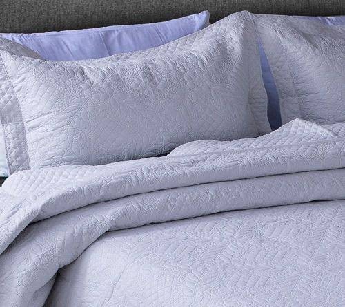 Kit 1 Colcha Queen Provence Microfibra Matelacê Ultrasonic + 2 Porta-Travesseiros 2,40 x 2,60 m - Branco