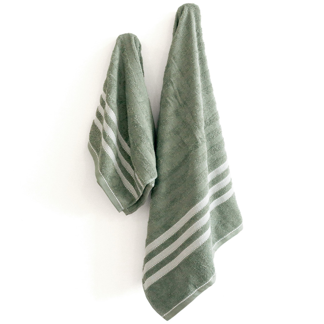 Jogo de Toalha Banho 4 Peças Lumi - Verde e Branco Jogo com Banho