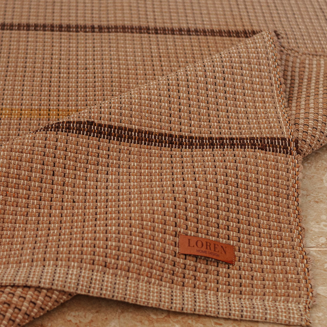 Tapete Passadeira Artesanal de Algodão Trama Basic Listras Cafe com Leite 80x150 Tapete Passadeira Artesanal de Algodão Trama Basic Listras Cafe com Leite 80x150