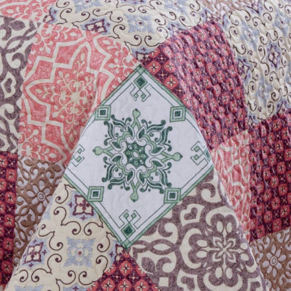 Kit 1 Cobre-leito Solteiro Bouti Microfibra Ultrasonic Estampada 1,80 x 2,20 m + Porta-travesseiros - Grazi