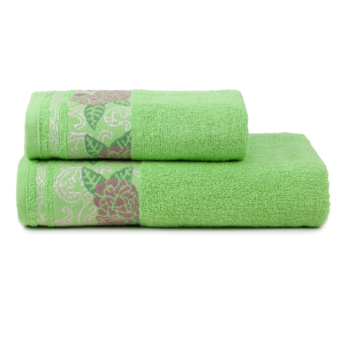 Toalhas de Banho Jacquard Flores Jogo com 2 Peças Verde - Atlântica Toalhas de Banho Jacquard Flores Jogo com 2 Peças Verde - Atlântica