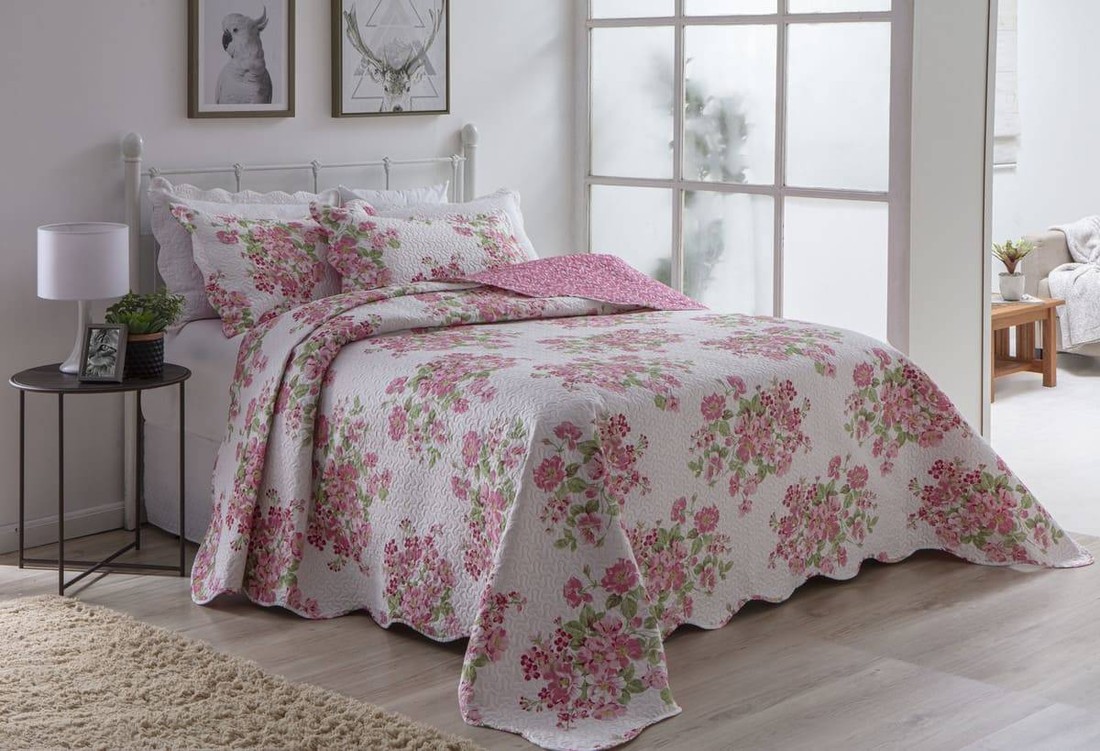 Kit 3 Peças Cobre leito Casal Bouti Microfibra Ultrasonic Estampada + 2 Porta-travesseiros - Dulce