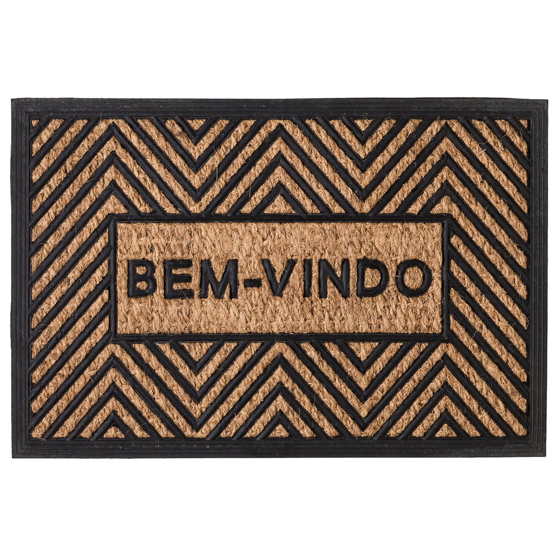 Capacho de Porta Fibra de Coco 40x60 - Bem Vindo Chevron
