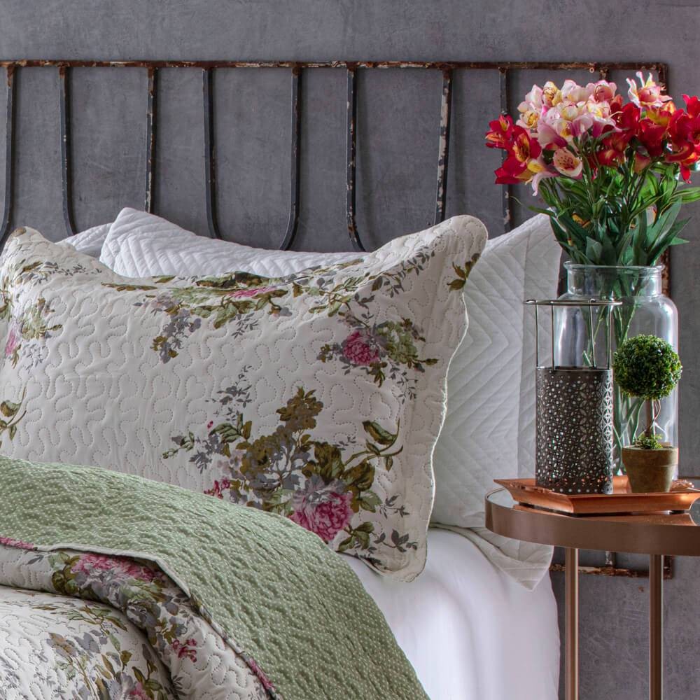 Kit  Cobre-leito King Bouti Microfibra Ultrasonic Estampada 2,60 x 2,80 m + 2 Porta-travesseiros - Anita