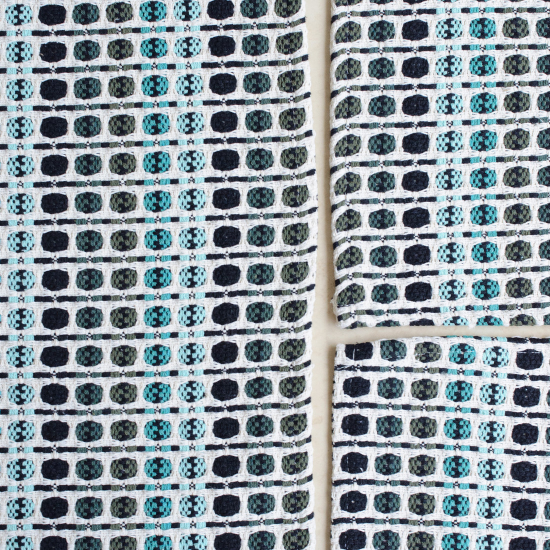 Kit de Cozinha 3 Peças Algodão Indiano Azul Tiffany