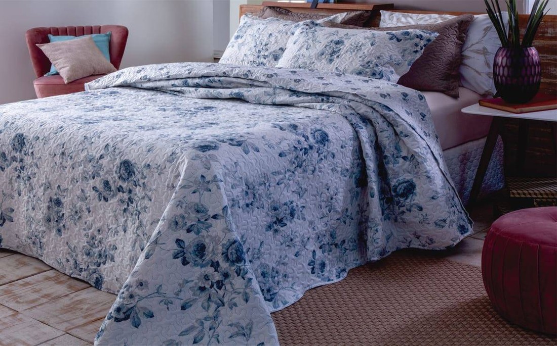 Kit 1 Cobre-leito King Bouti Microfibra Ultrasonic Estampada 2,60 x 2,80 m + 2 Porta-travesseiros - Gio