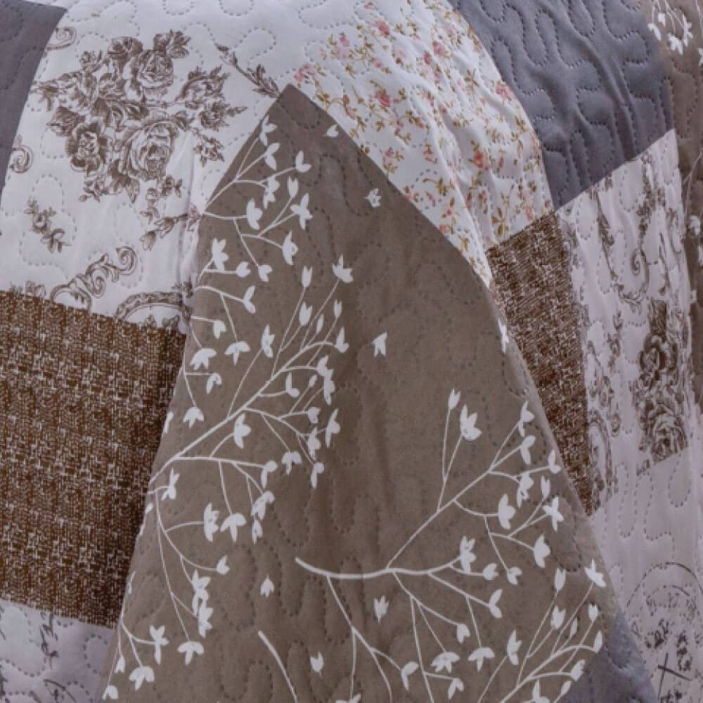 Kit 1 Cobre-leito Queen Bouti Microfibra Ultrasonic Estampada 2,40 x 2,60 m + 2 Porta-travesseiros - Maya