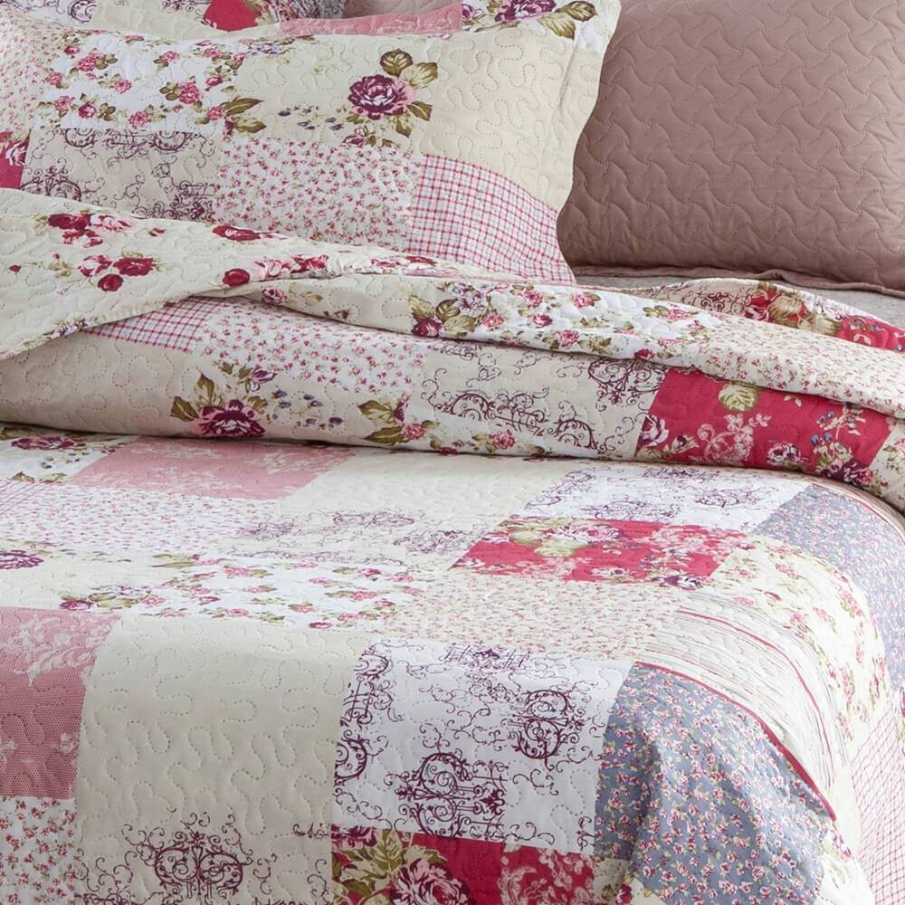 Kit 3 Peças Cobre leito Casal Bouti Microfibra Ultrasonic Estampada + 2 Porta-travesseiros - Elza Kit 3 Peças Cobre leito Casal Bouti Microfibra Ultrasonic Estampada + 2 Porta-travesseiros - Elza