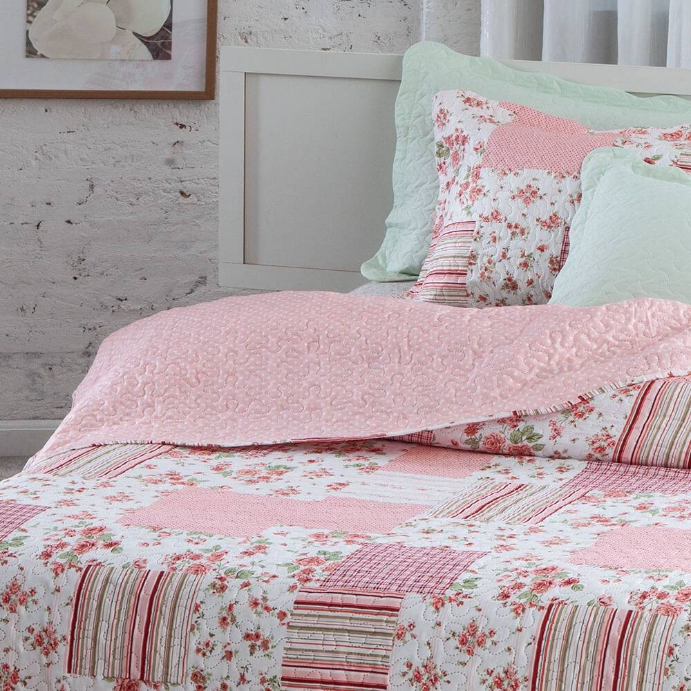 Kit 3 Peças  Cobre leito Queen Bouti Microfibra Ultrasonic e 2 Porta-travesseiros - Thira Kit 3 Peças  Cobre leito Queen Bouti Microfibra Ultrasonic e 2 Porta-travesseiros - Thira