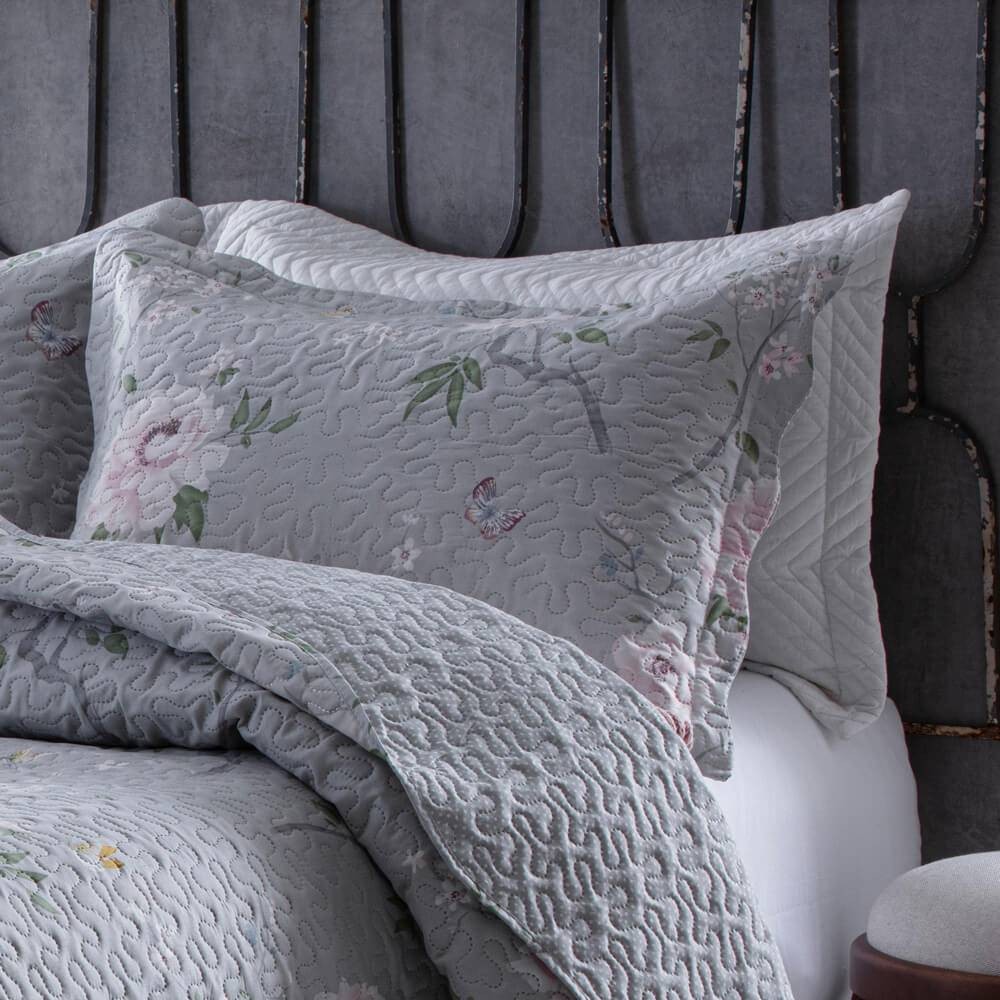 Kit  Cobre-leito King Bouti Microfibra Ultrasonic Estampada 2,60 x 2,80 m + 2 Porta-travesseiros - Sofia