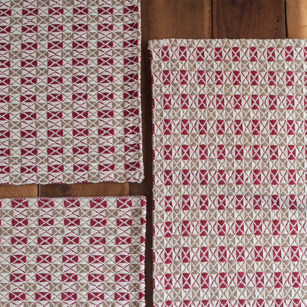 Kit de Cozinha 3 Peças Algodão Contemporâneo Marrocos Vermelho