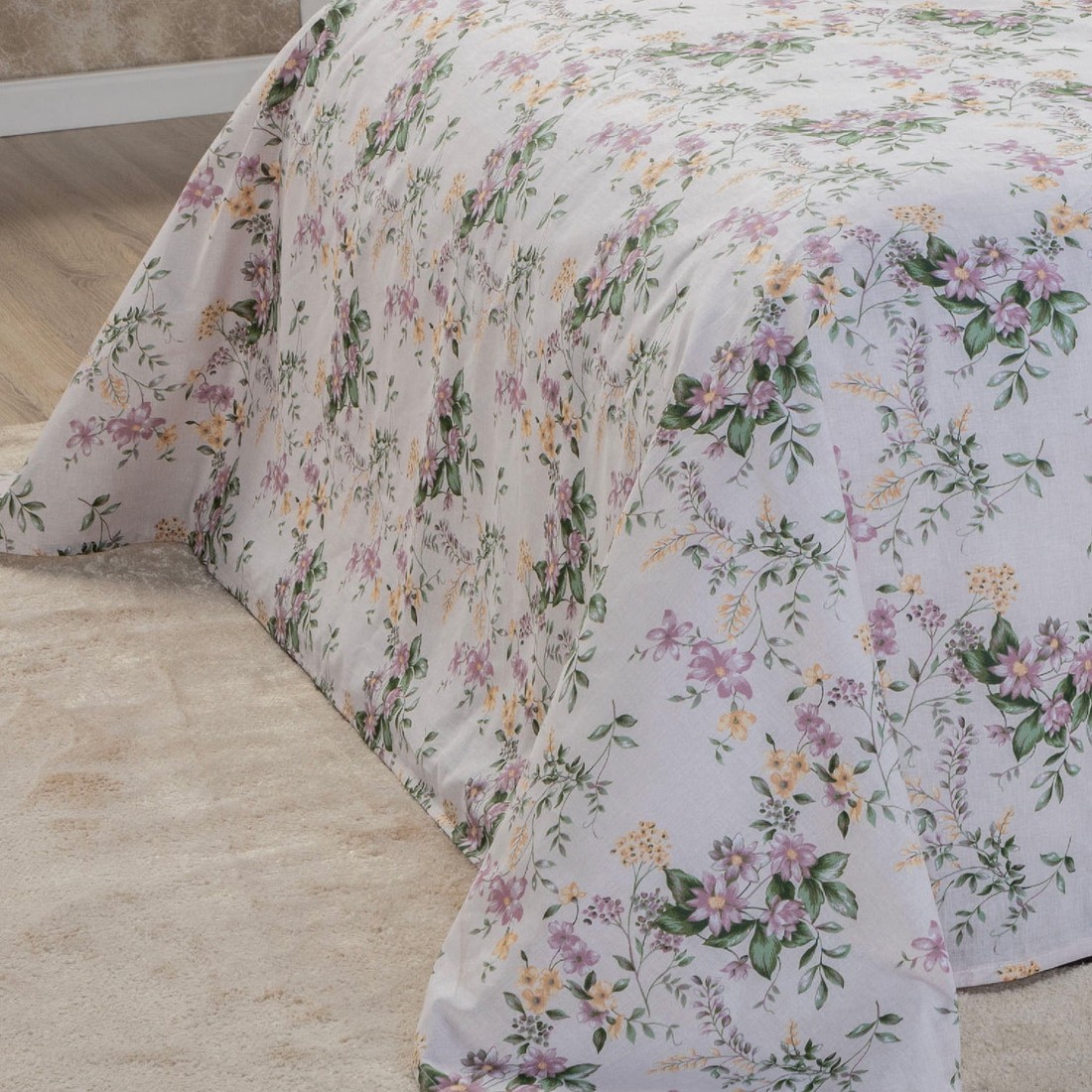 Jogo de Cama Casal 4 Peças 130 Fios 100% Algodão - Flores Jogo de Cama Casal 4 Peças 130 Fios 100% Algodão - Flores