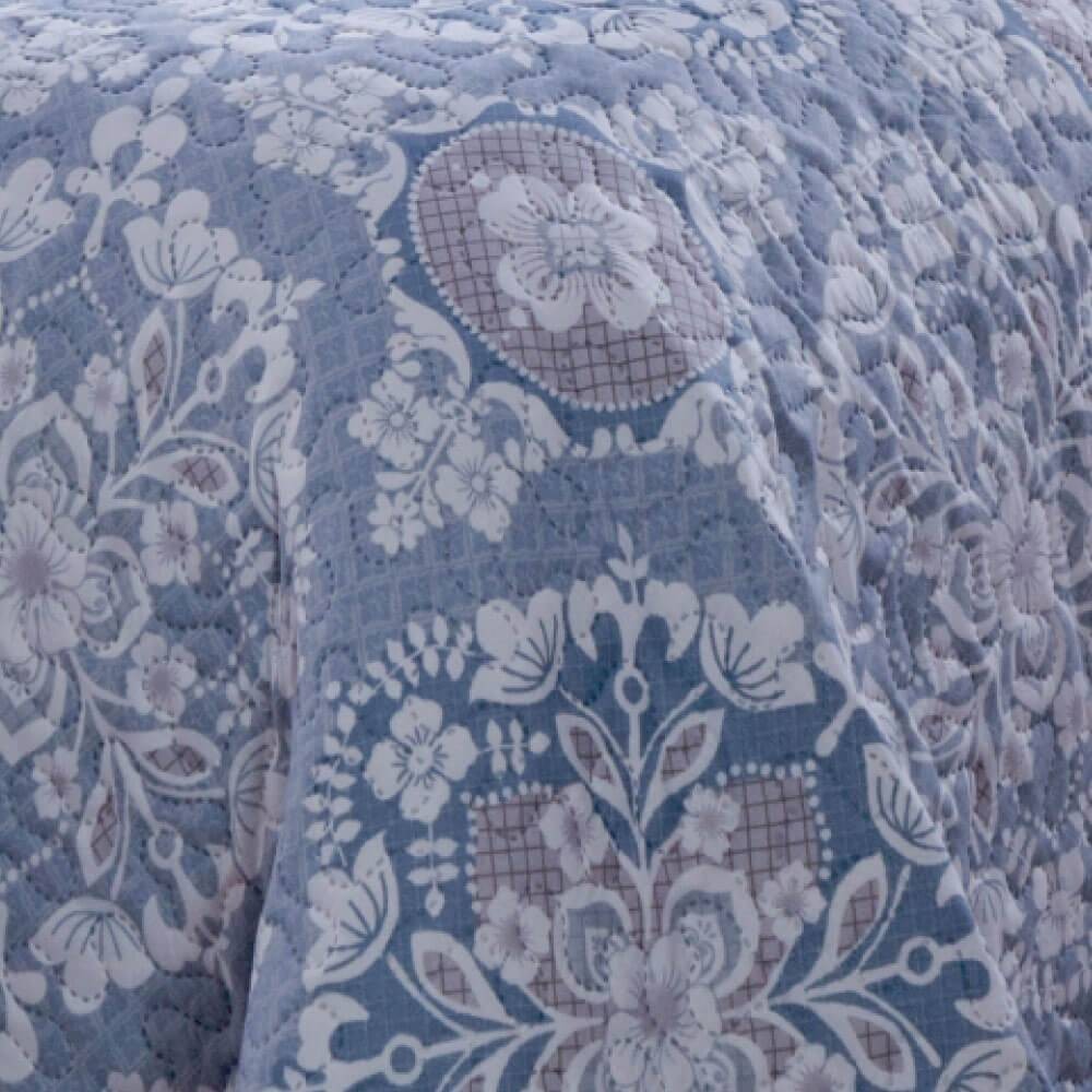 Kit 1 Cobre-leito Queen Bouti Microfibra Ultrasonic Estampada 2,40 x 2,60 m + 2 Porta-travesseiros - Duda