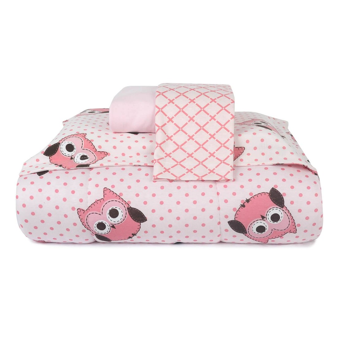 Jogo de Lençol para Berço de 2 Peças Fio Penteado Coruja Rosa - Atlântica Jogo de Lençol para Berço de 2 Peças Fio Penteado Coruja Rosa - Atlântica