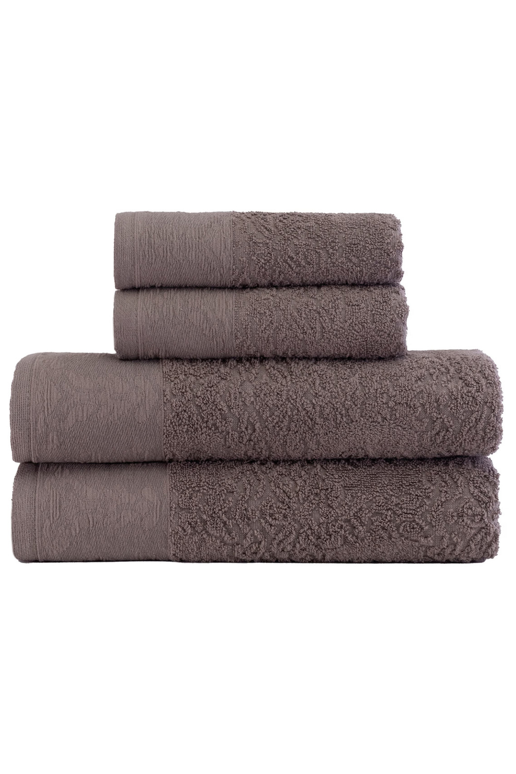 Jogo De Toalhas Banho Fio Penteado Splendore 4 Peças - Chumbo Jogo De Toalhas Banho Fio Penteado Splendore 4 Peças - Chumbo