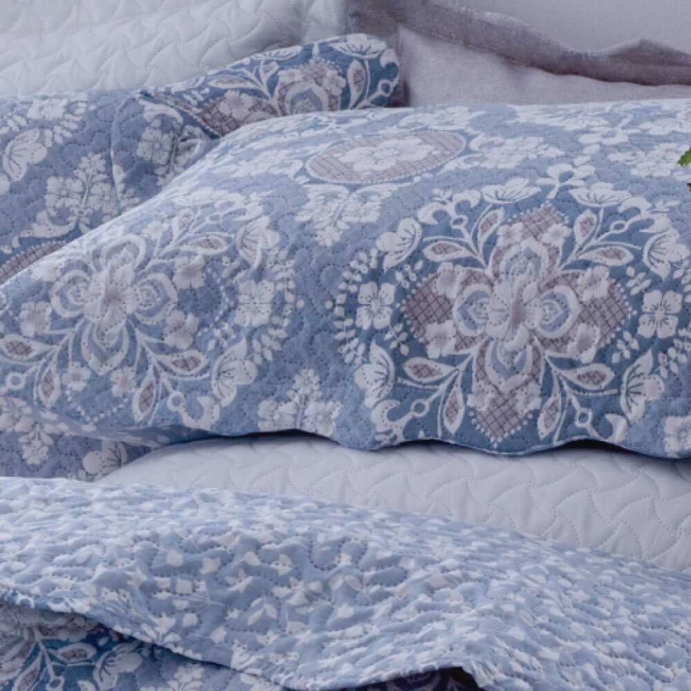 Kit 1 Cobre-leito King Bouti Microfibra Ultrasonic Estampada 2,60 x 2,80 m + 2 Porta-travesseiros - Duda