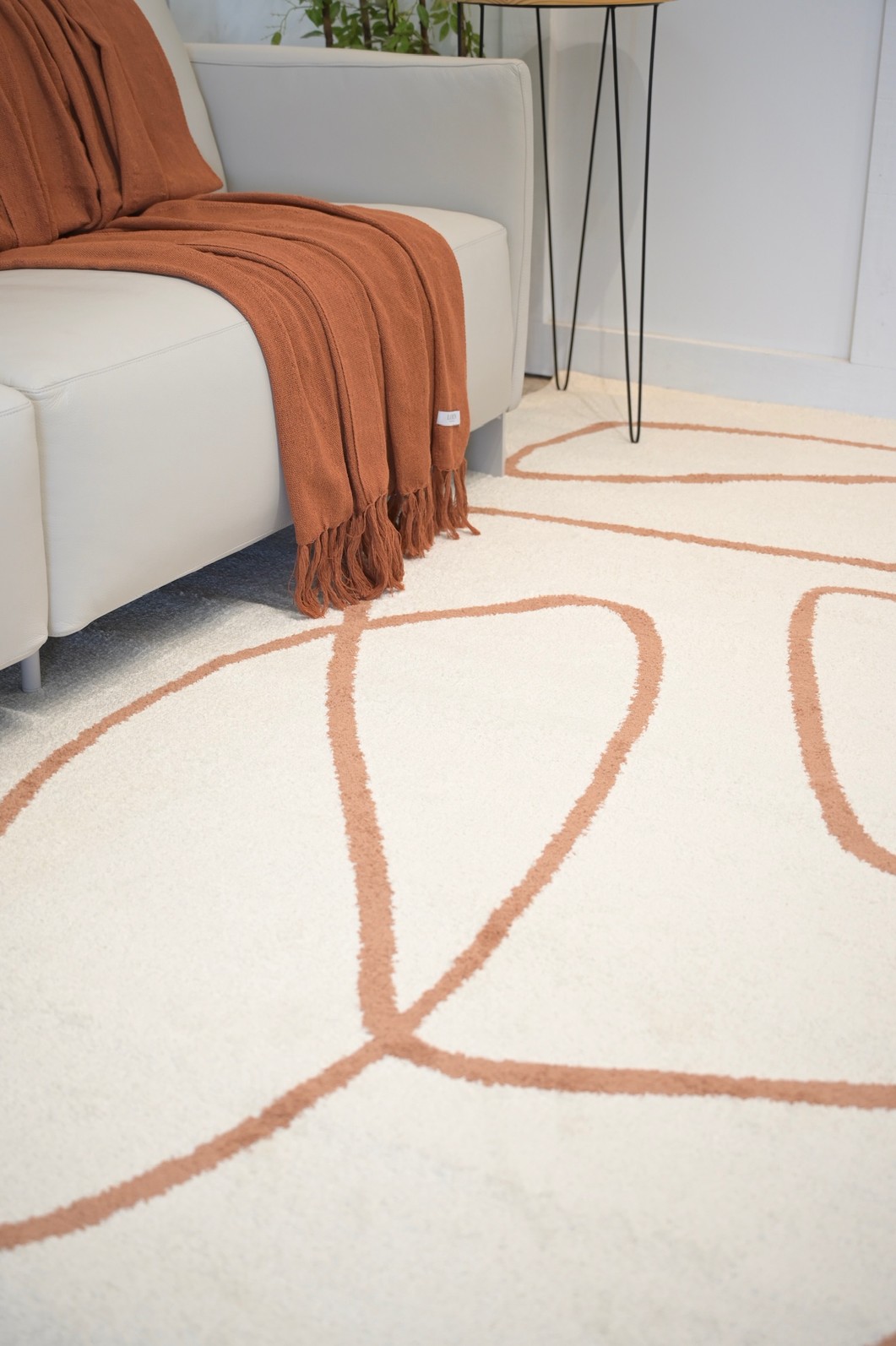 Tapete para Sala Grande Essenciais Tracejado Coral 150x100